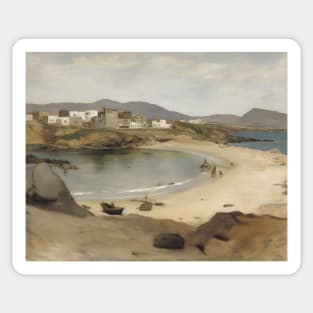 Beach Town South France Vintage oil Sticker